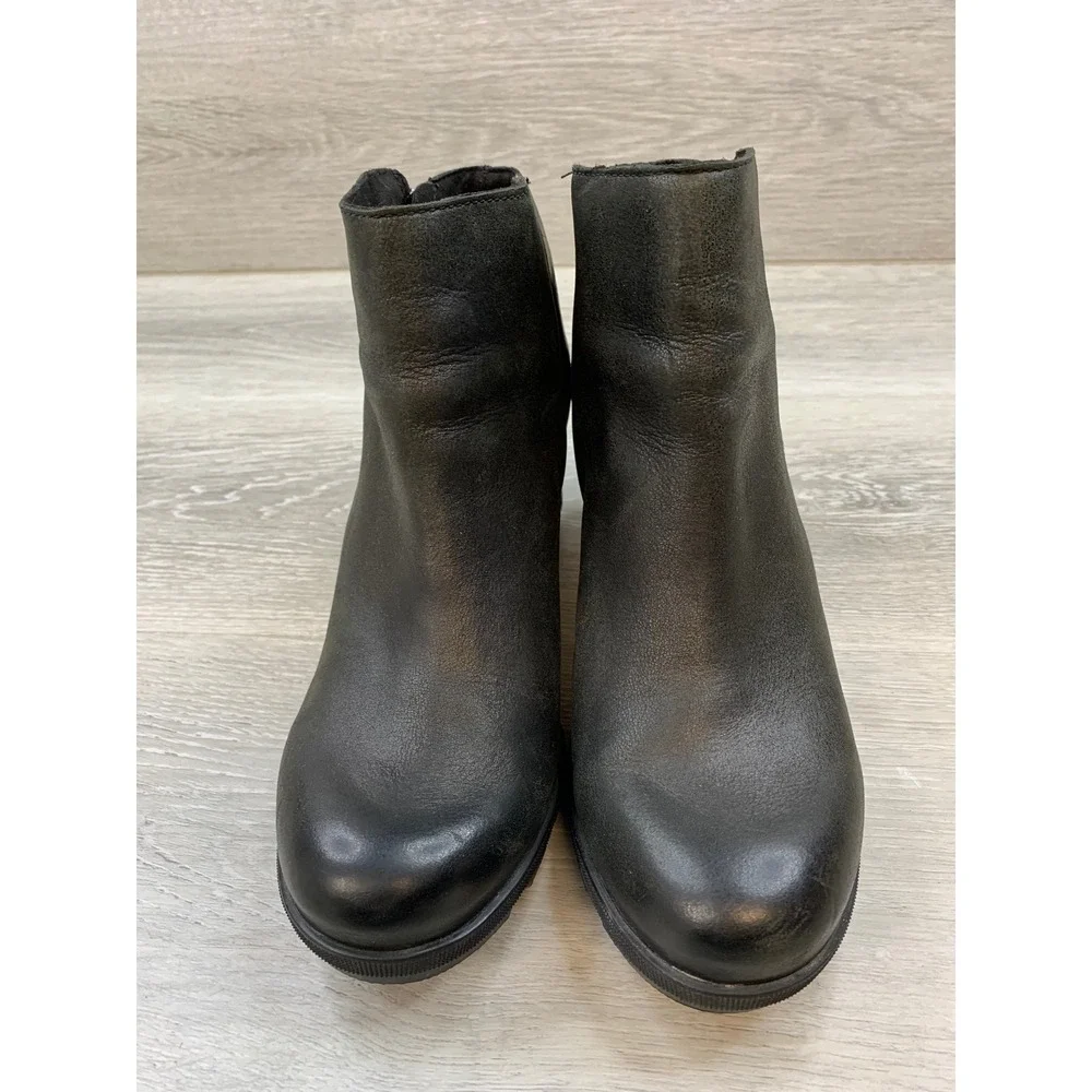 Sorel Joan of Arctic Wedge II Women's Zip Black Leather Ankle Boots 9 Shoes